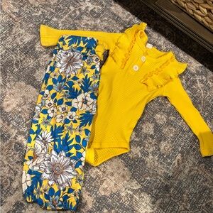Yellow Floral Kids Bottoms Set